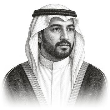 Engraved portrait of a lawyer in a Kuwaiti dishdasha and bisht.